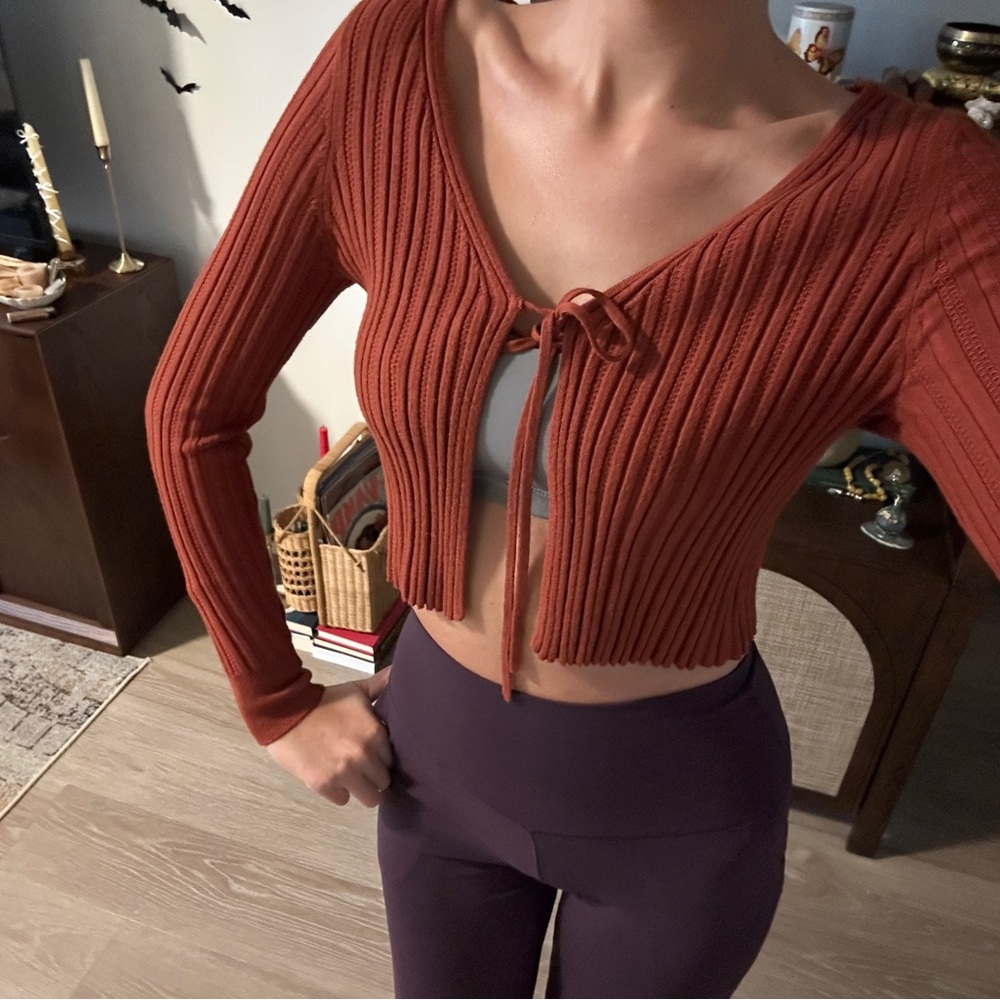 Abercrombie & Fitch Terracotta Ribbed Crop Top